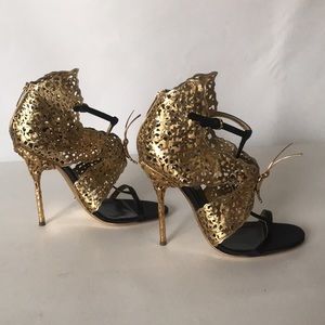 Sergio Rossi Gold & Black Stilettò Size 37